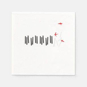 Piano Keys Birds Pianist Musiker Musiknoten Gesche Serviette