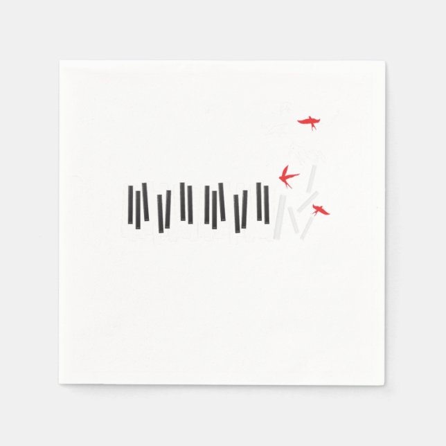 Piano Keys Birds Pianist Musiker Musiknoten Gesche Serviette (Vorderseite)