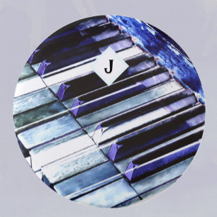 Piano Keys Blue Modern Music Lover Personalisiert Button