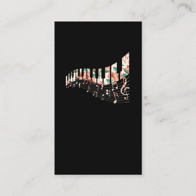 Piano Keys Blume Keyboard Player Musiklehrer Visitenkarte (Vorderseite)