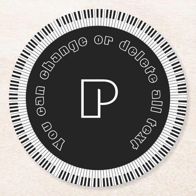 Piano Keys Funny Black und White Runder Pappuntersetzer (Vorderseite)