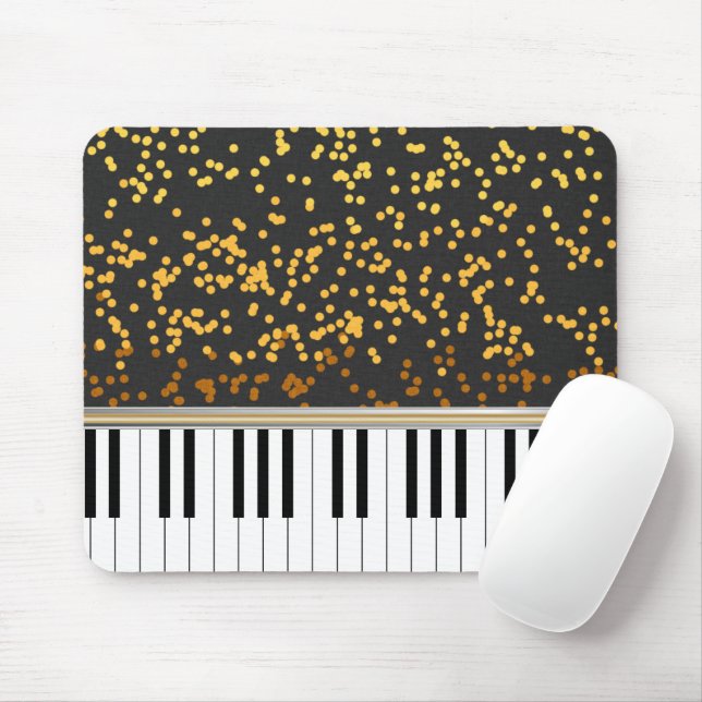 Piano Keys Gold Polka Dots Muster Mousepad (Mit Mouse)