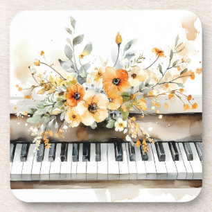 Piano Keys Golden Floral Bouquet Getränkekoaster Getränkeuntersetzer