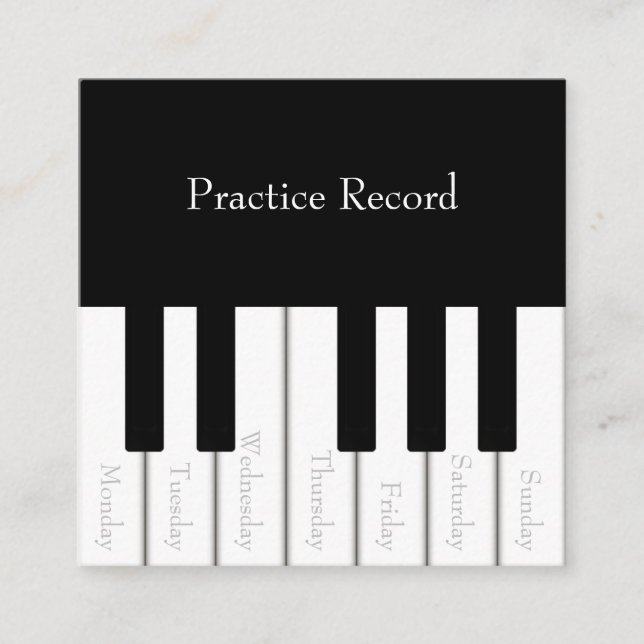 Piano Keys Kids Weekly Music Practice Bonuskarte Rabattkarte (Vorderseite)