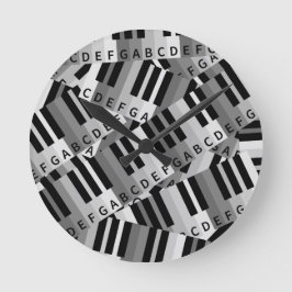Piano Keys Layered Pattern Runde Wanduhr