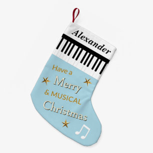 Piano Keys Light Blue Music als Personalisiert Kleiner Weihnachtsstrumpf