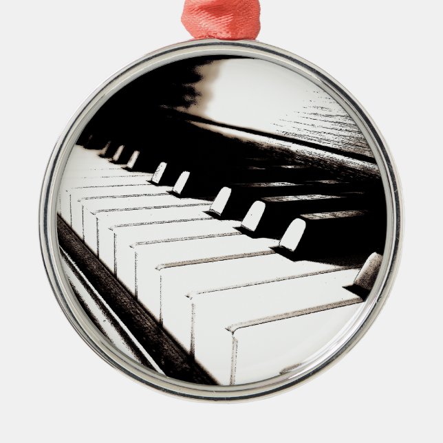 Piano Keys Macro Silbernes Ornament (Vorne)