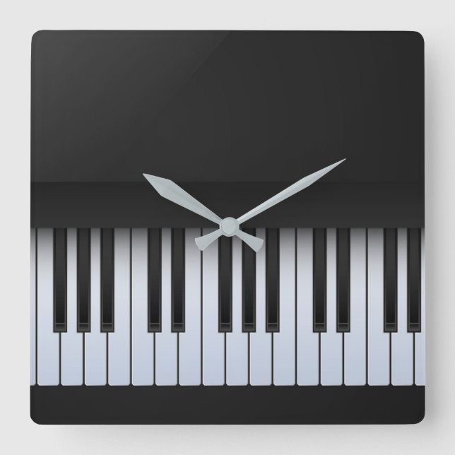 Piano Keys Modern Quadratische Wanduhr (Vorderseite)