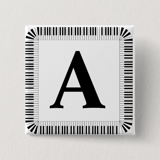 Piano Keys Monogram Pianist Piano Player Button (Vorderseite)