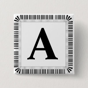Piano Keys Monogram Pianist Piano Player Button