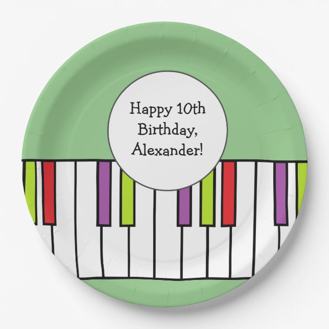 Piano Keys Music Birthday Party Age Personalisiert Pappteller (Vorderseite)