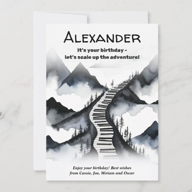 Piano Keys Music Mountains Keyboard Climb Geburtst Karte (Vorderseite)