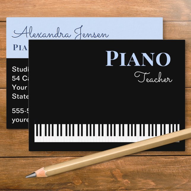 Piano Keys Music Teacher Keyboard Tutor Visitenkarte (A business card for a piano teacher, with piano keys design, to personalize with music tutor details)