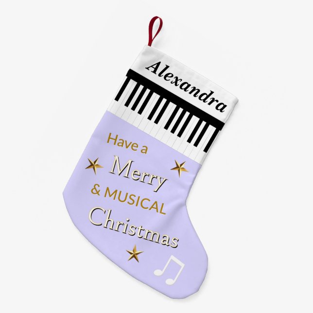 Piano Keys Music Themed Hübsch Lilac Personalisier Kleiner Weihnachtsstrumpf (Vorderansicht (hängend))