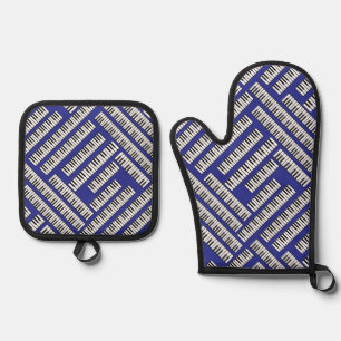 Piano Keys Ofenhandschuh & Topflappen-Set