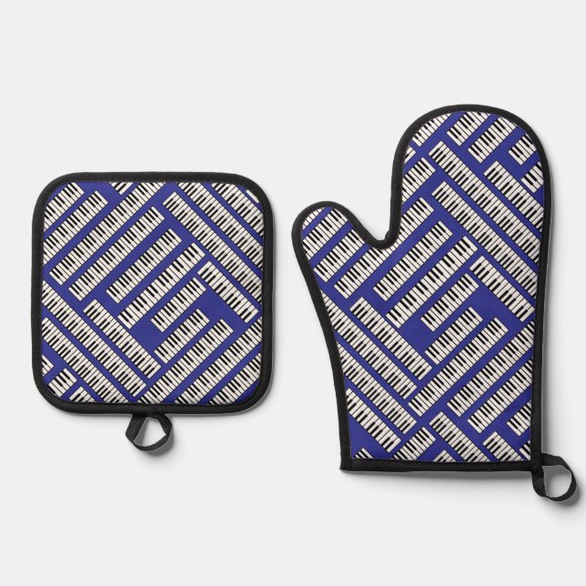 Piano Keys Ofenhandschuh & Topflappen-Set (Vorderseite)