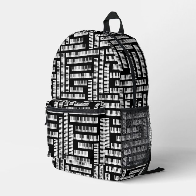 Piano Keys Pattern Bedruckter Rucksack (Rückseitige Ecke Rechts)