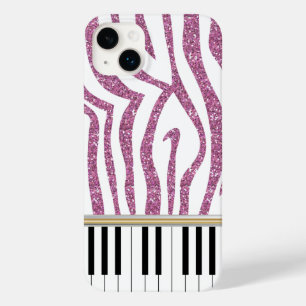 Piano Keys Pink Glitzer Zebra Print Case-Mate iPhone 14 Plus Hülle