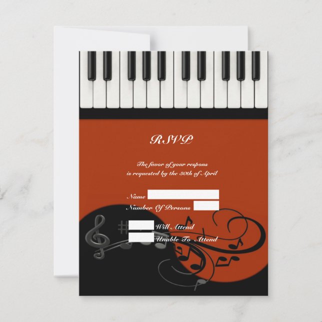 Piano Keys RSVP Karte (Vorderseite)