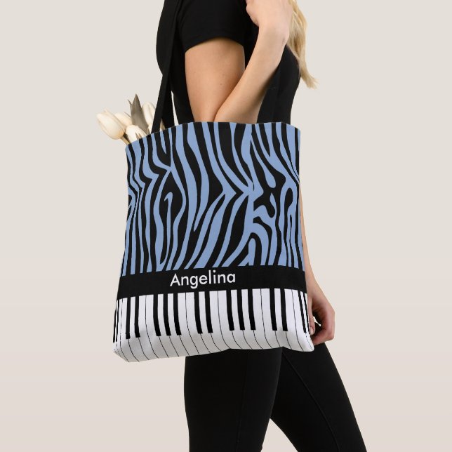 Piano Keys Sky Blau und schwarz Zebra Print (Von Nahem)