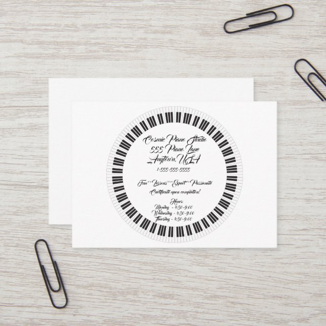 Piano Lesson Studio Business Card Visitenkarte (Vorderseite/Rückseite Beispiel)