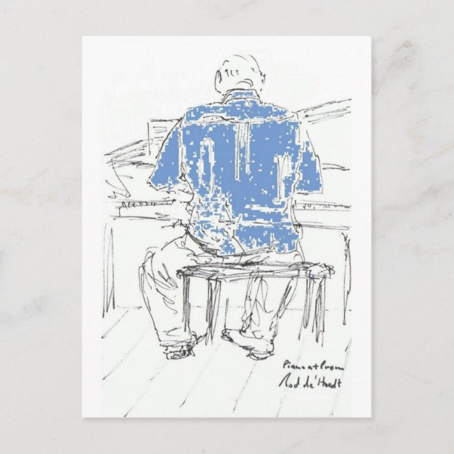 Piano Man in Blue Shirt bei jedem Anlass Ihre Wort Postkarte (Vorderseite)