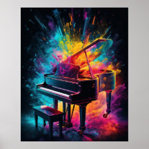 Piano mit explodierenden Farben