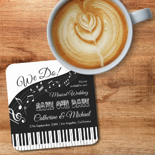 Piano Music Black & White Wedding speichern das Da Rechteckiger Pappuntersetzer