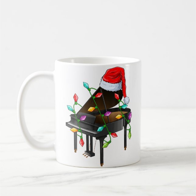 Piano Music Lover Xmas Santa Hat Piano Christmas Kaffeetasse (Links)