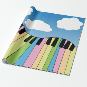 Piano Music Pastel Keyboard Blue Sky Wolken Geschenkpapier