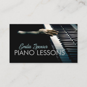 Piano Music Teacher Black Business Card Visitenkarte
