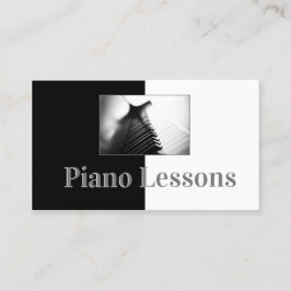 Piano Music Teacher Black & White Business Card Visitenkarte