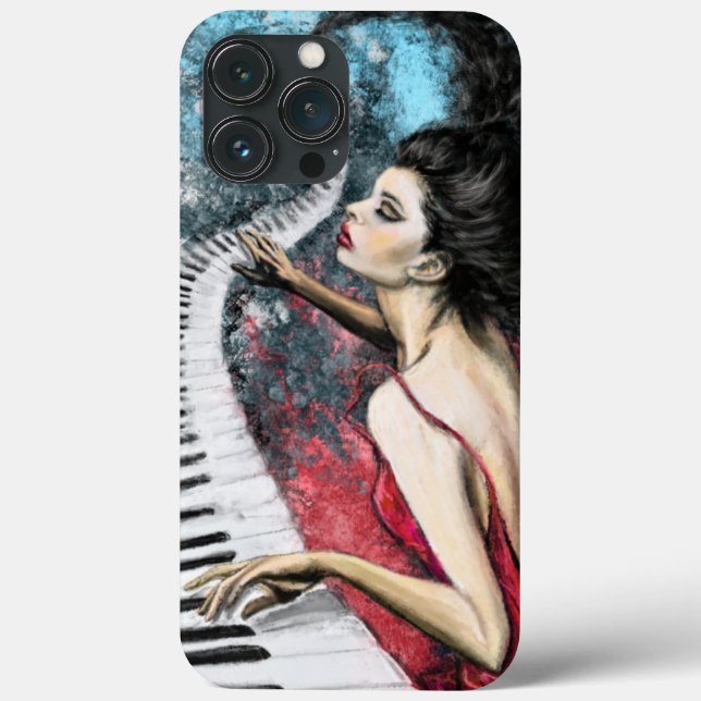 Piano Music Woman iPhone Case (Rückseite)
