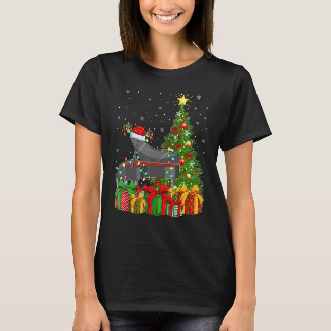 Piano Music   Xmas Holiday Santa Piano Christmas T T-Shirt (Vorderseite)