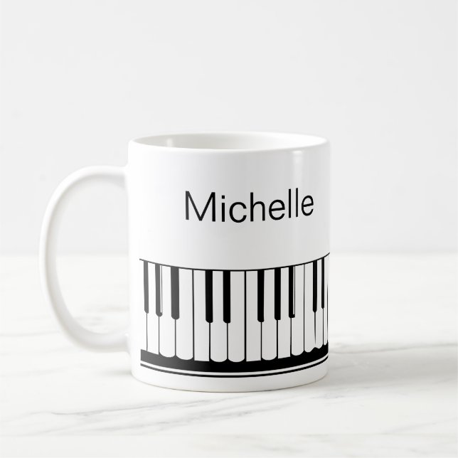 Piano Musiknoten Script Name Schwarz-weiß Coffee m Kaffeetasse (Links)