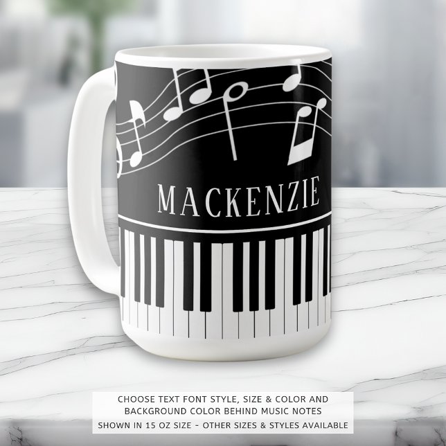Piano-Musiknoten Skriptname Schwarz-weiß Kaffeetasse (Von Creator hochgeladen)