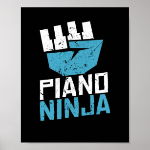 Piano Ninja Clef Music Poster