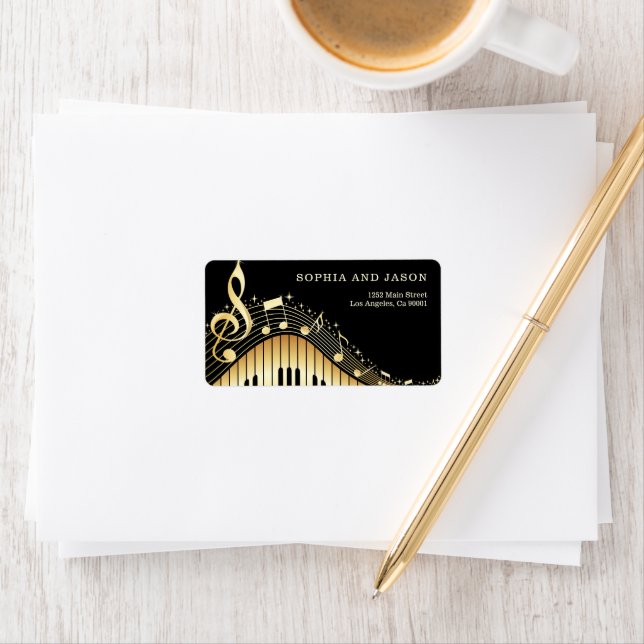 Piano Notes Clef Adressaufkleber (Insitu)