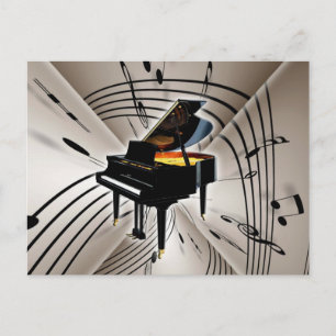 Piano Notes und staff Postkarte