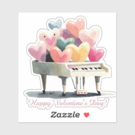 Piano of Love Hearts Valentine's Day Aufkleber