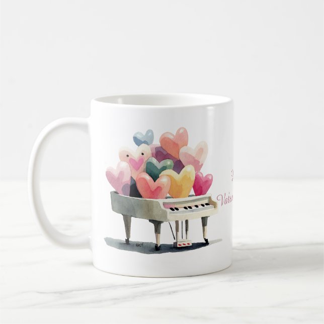 Piano of Love Hearts Valentine's Day Kaffeetasse (Links)