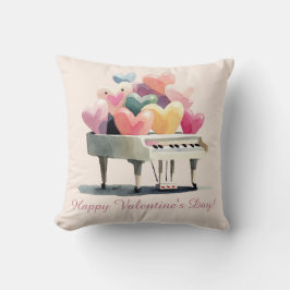 Piano of Love Hearts Valentine's Day Kissen