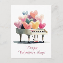 Piano of Love Hearts Valentine's Day Postkarte