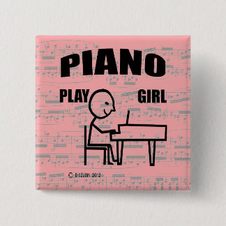 Piano Play Girl Button