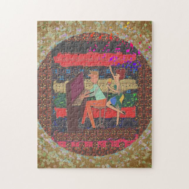 Piano Player and Musiknotens Jigsaw Puzzle (Vertikal)