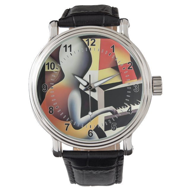 Piano Player - Art von Airbrush Armbanduhr (Vorderseite)