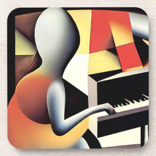 Piano Player - Art von Airbrush Getränkeuntersetzer