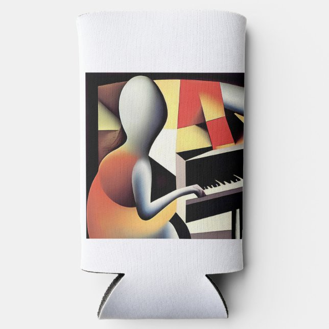 Piano Player - Art von Airbrush Selters Dosenkühler (Vorderseite)