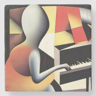 Piano Player - Art von Airbrush Steinuntersetzer