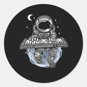Piano Player Astronaut Musikinstrument Kosmonaut Runder Aufkleber